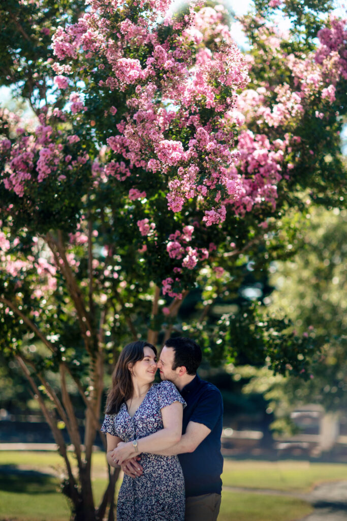 Engaged couple celebrating after proposal at historic Lincoln’s Cottage in Washington DC